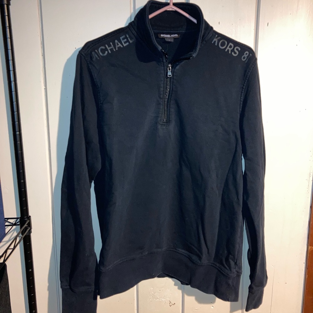 MICHAEL KORS 81 MIDNIGHT MENS 1/4 ZIP COTTON LONG SLEEVE PULLOVER